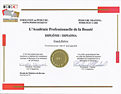 diplôme en formation podologue pédicure et soins podologiques par l'académie professionnelle de la beauté